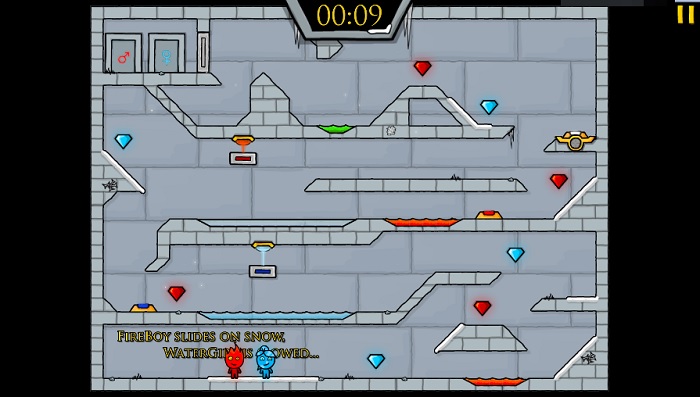 Review Game Y8 - Fireboy and Watergirl in the Ice Temple - 2play - 2 người chơi - Lửa nước tại ngôi đền băng giá
