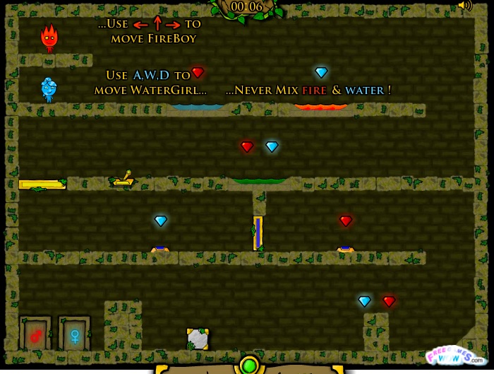 Review Game Y8 - Fireboy & Watergirl ep. 3 - 2play - 2 người chơi - Lửa nước tại Đền rừng phần 3